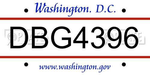 DBG4396 District Of Columbia License Plate