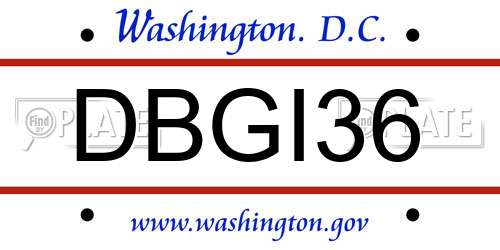 DBGI36 District Of Columbia License Plate