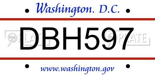 DBH597 District Of Columbia License Plate
