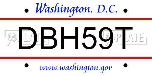 DBH59T District Of Columbia License Plate