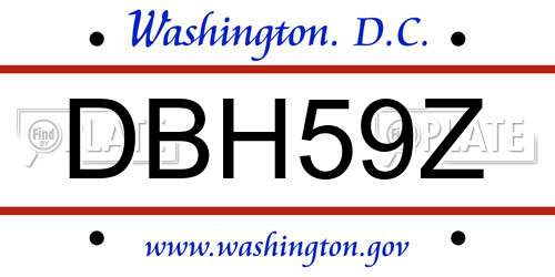 DBH59Z District Of Columbia License Plate