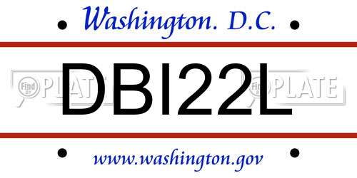 DBI22L District Of Columbia License Plate