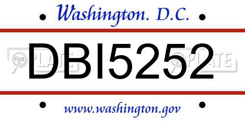 DBI5252 District Of Columbia License Plate