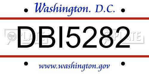 DBI5282 District Of Columbia License Plate