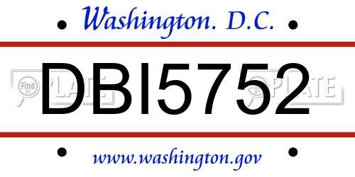 DBI5752 District Of Columbia License Plate