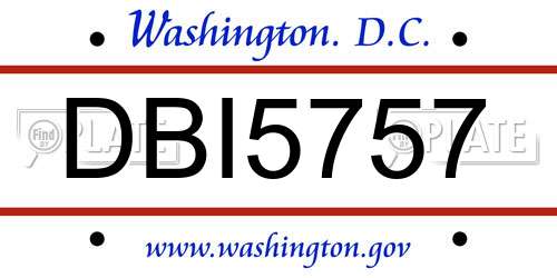 DBI5757 District Of Columbia License Plate