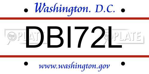DBI72L District Of Columbia License Plate