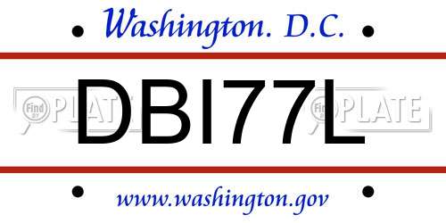 DBI77L District Of Columbia License Plate