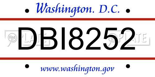 DBI8252 District Of Columbia License Plate