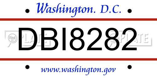 DBI8282 District Of Columbia License Plate