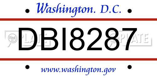 DBI8287 District Of Columbia License Plate