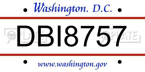 DBI8757 District Of Columbia License Plate