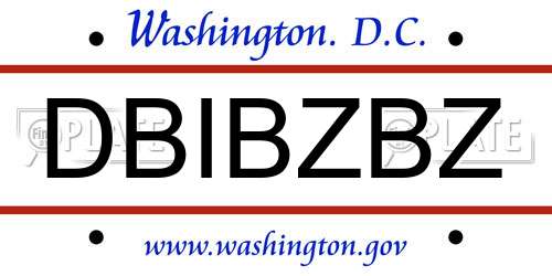 DBIBZBZ District Of Columbia License Plate