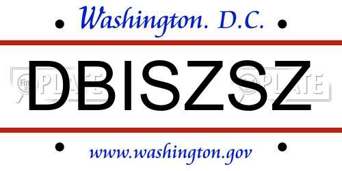 DBISZSZ District Of Columbia License Plate