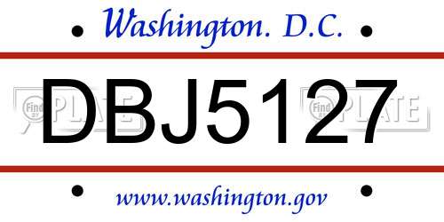 DBJ5127 District Of Columbia License Plate