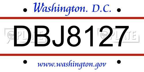 DBJ8127 District Of Columbia License Plate