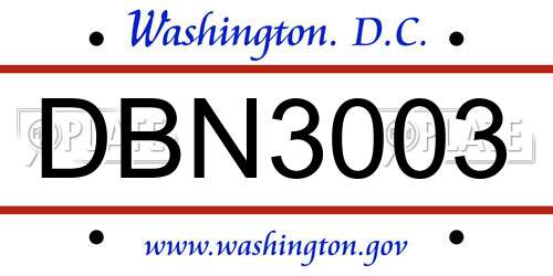 DBN3003 District Of Columbia License Plate