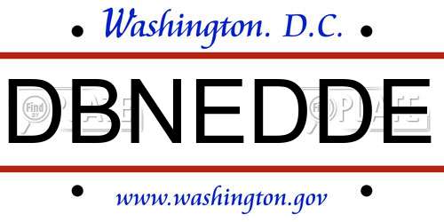 DBNEDDE District Of Columbia License Plate