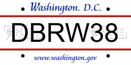 DBRW38 District Of Columbia License Plate