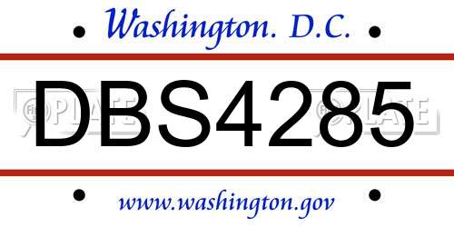 DBS4285 District Of Columbia License Plate
