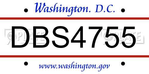 DBS4755 District Of Columbia License Plate