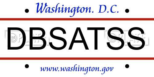 DBSATSS District Of Columbia License Plate