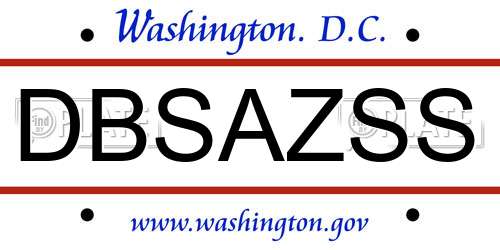 DBSAZSS District Of Columbia License Plate