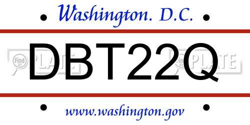 DBT22Q District Of Columbia License Plate