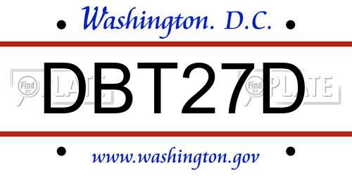 DBT27D District Of Columbia License Plate