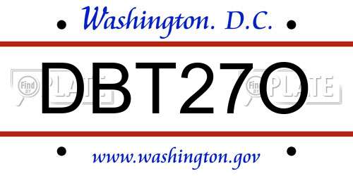 DBT27O District Of Columbia License Plate