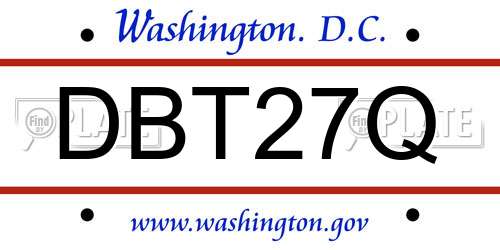 DBT27Q District Of Columbia License Plate