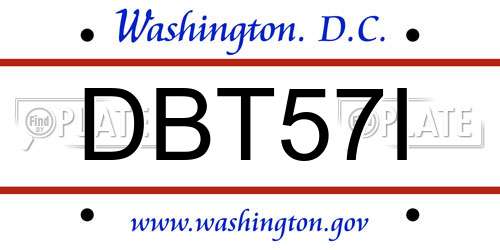 DBT57I District Of Columbia License Plate