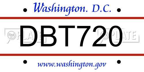 DBT720 District Of Columbia License Plate