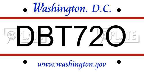 DBT72O District Of Columbia License Plate