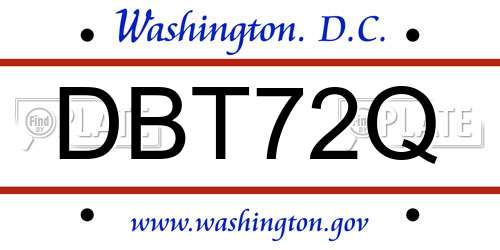 DBT72Q District Of Columbia License Plate