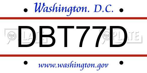 DBT77D District Of Columbia License Plate