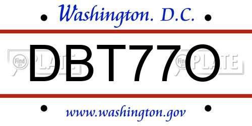 DBT77O District Of Columbia License Plate