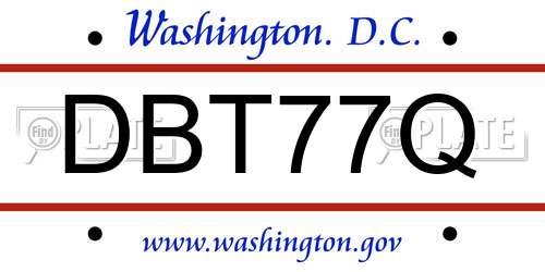 DBT77Q District Of Columbia License Plate
