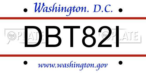 DBT82I District Of Columbia License Plate