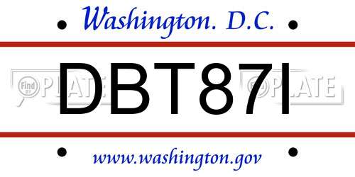 DBT87I District Of Columbia License Plate