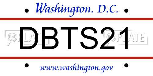 DBTS21 District Of Columbia License Plate
