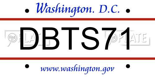 DBTS71 District Of Columbia License Plate