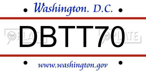 DBTT70 District Of Columbia License Plate