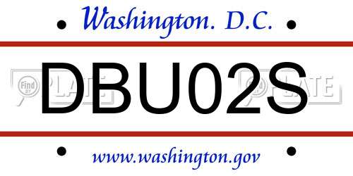 DBU02S District Of Columbia License Plate