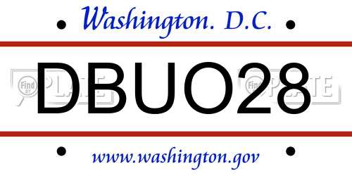 DBUO28 District Of Columbia License Plate