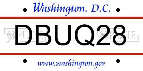 DBUQ28 District Of Columbia License Plate