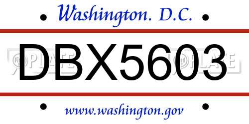 DBX5603 District Of Columbia License Plate