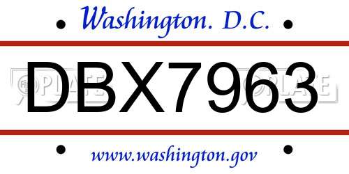 DBX7963 District Of Columbia License Plate