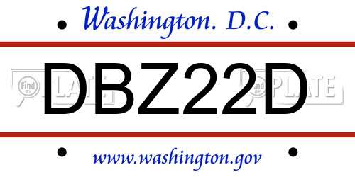 DBZ22D District Of Columbia License Plate