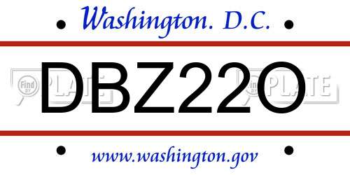 DBZ22O District Of Columbia License Plate
